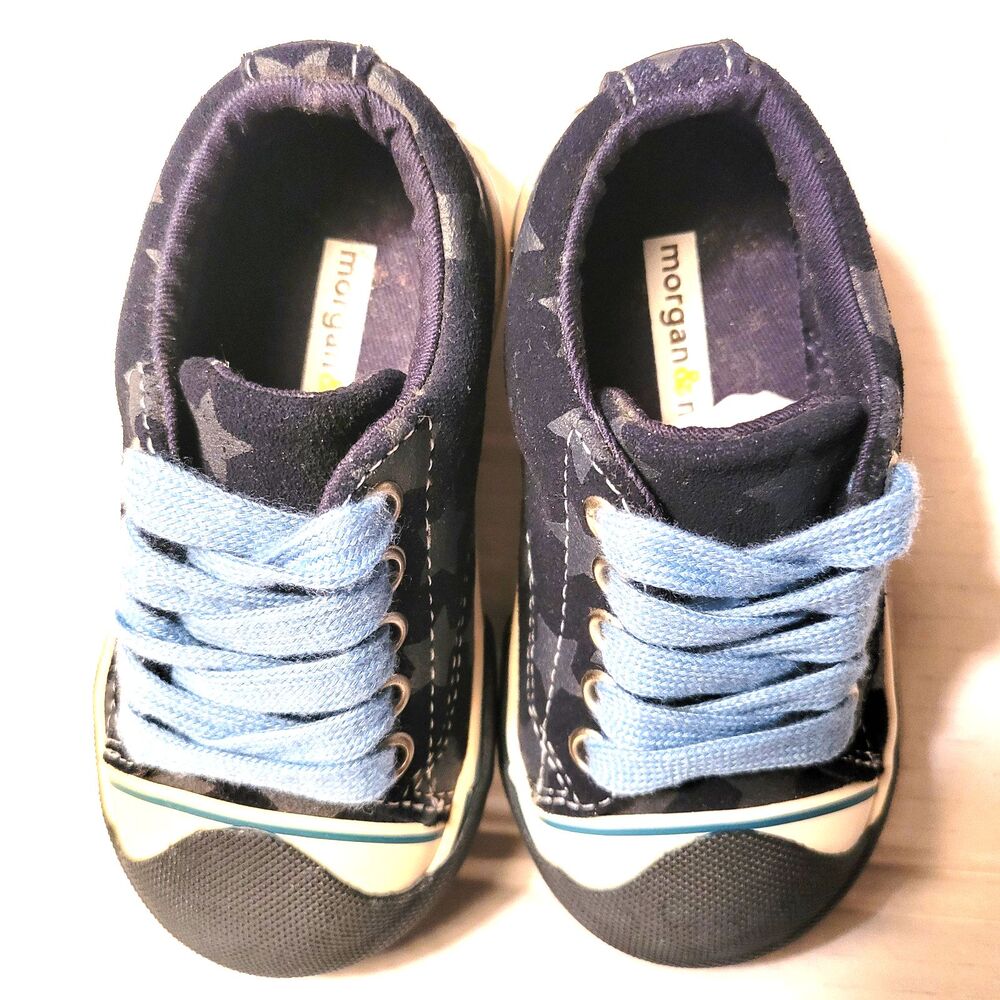 NWB Morgan & Milo Kids 6.5 Navy Blue Suede Star Lace Up Sneaker Shoes Toddler